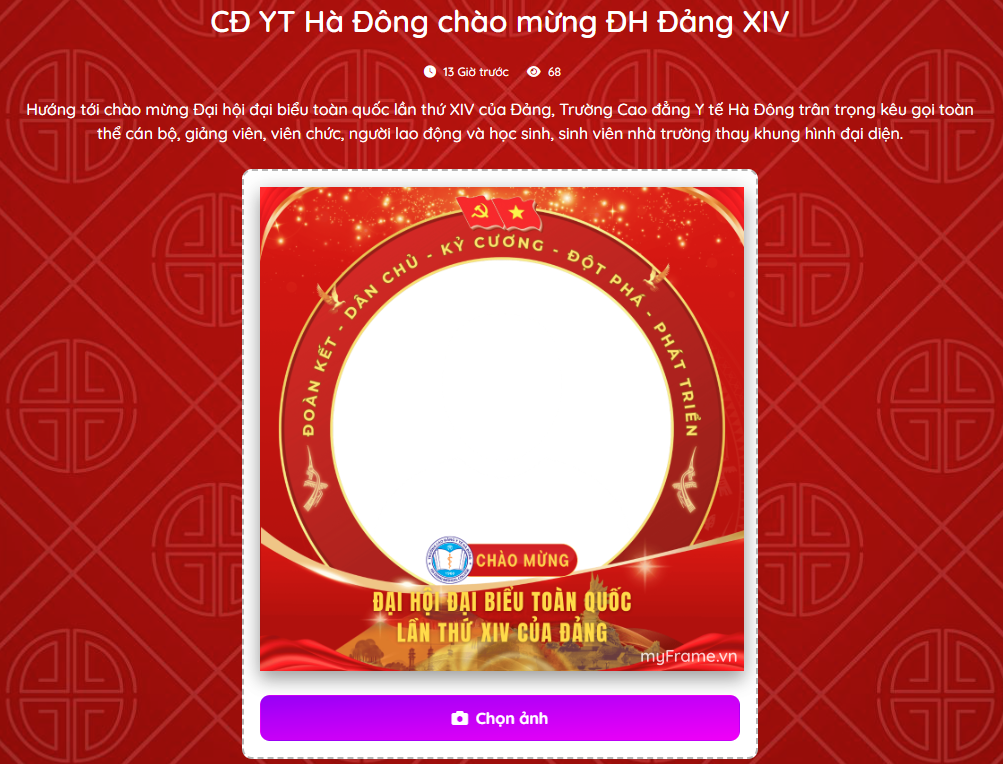 Trường Cao đẳng Y tế Hà Đông phát động thay khung hình đại diện chào mừng Đại hội Đảng lần thứ XIV